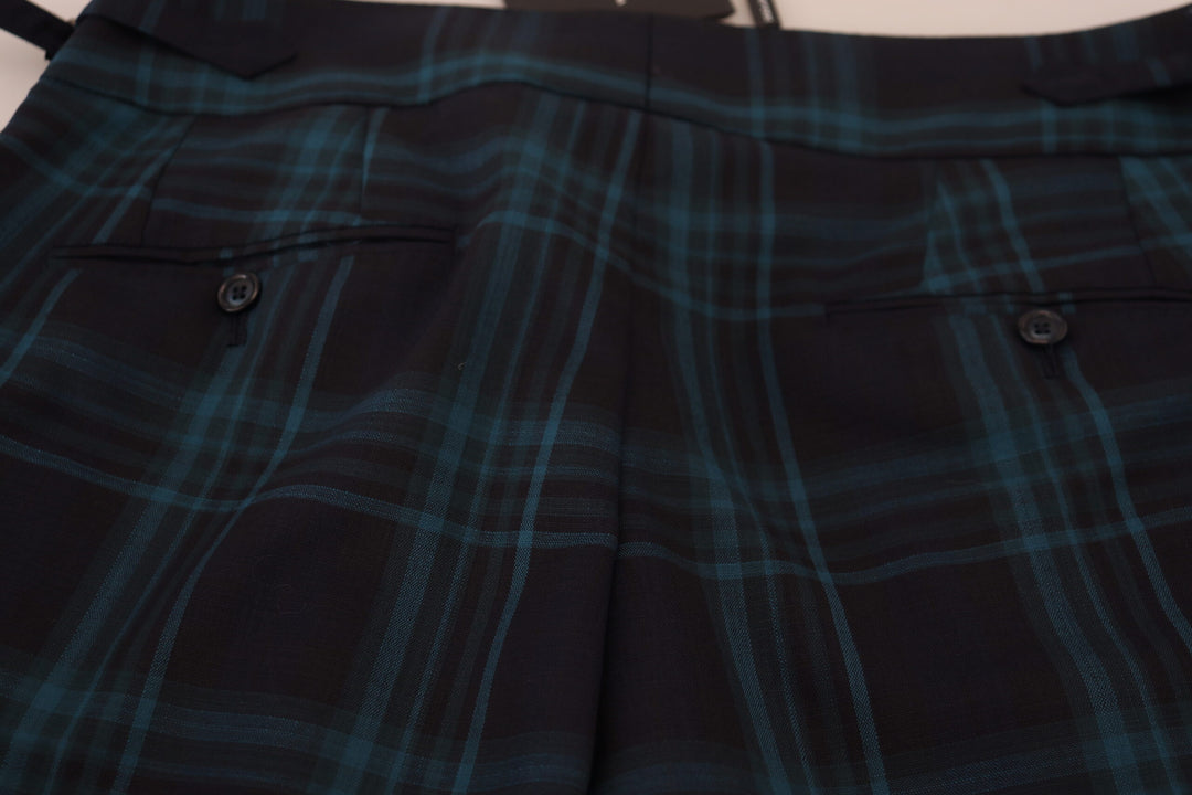 Elegant checked wool dress trousers