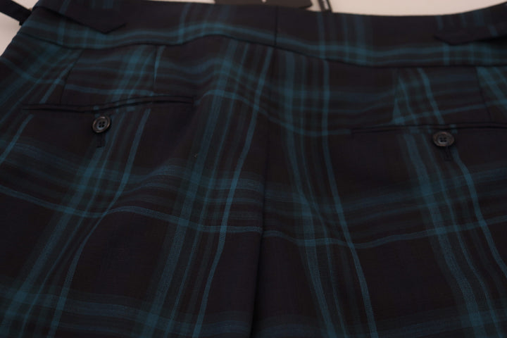 Elegant checked wool dress trousers