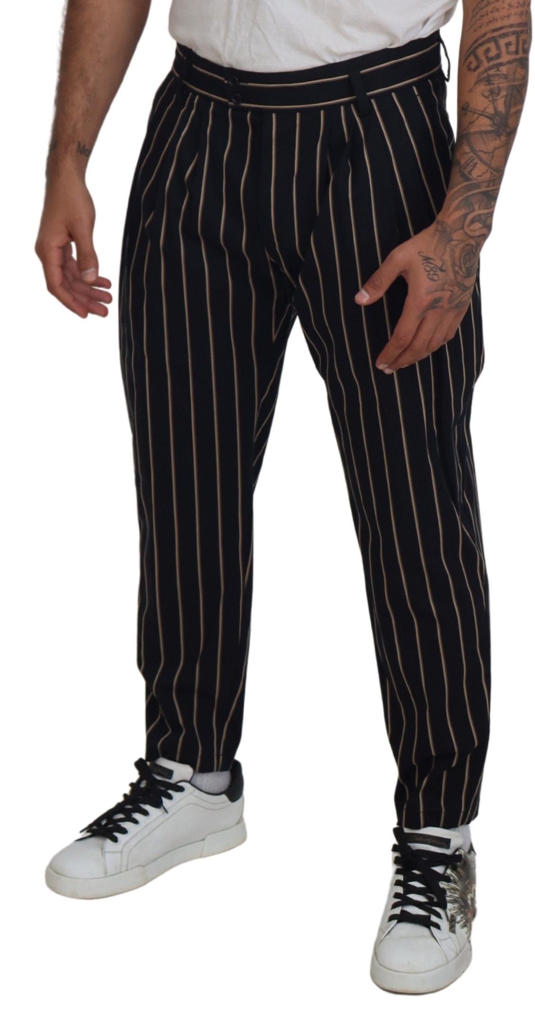 Elegant striped chino tapered trousers
