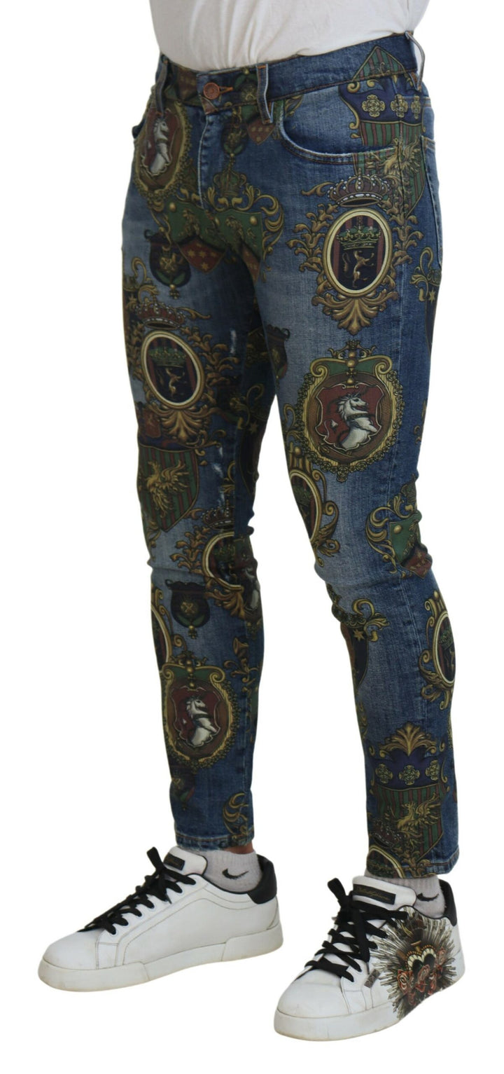 Elegant printed denim jeans in a slim fit