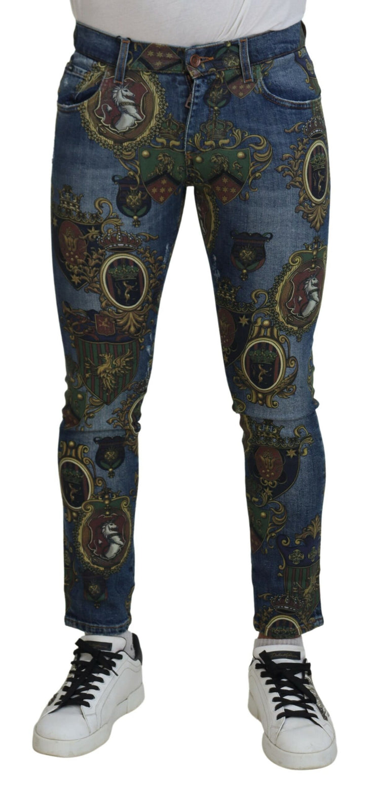 Elegant printed denim jeans in a slim fit