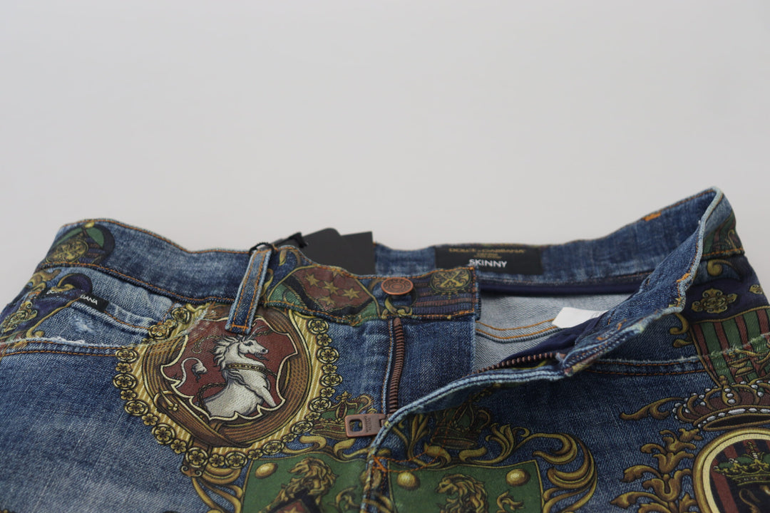 Elegant printed denim jeans in a slim fit