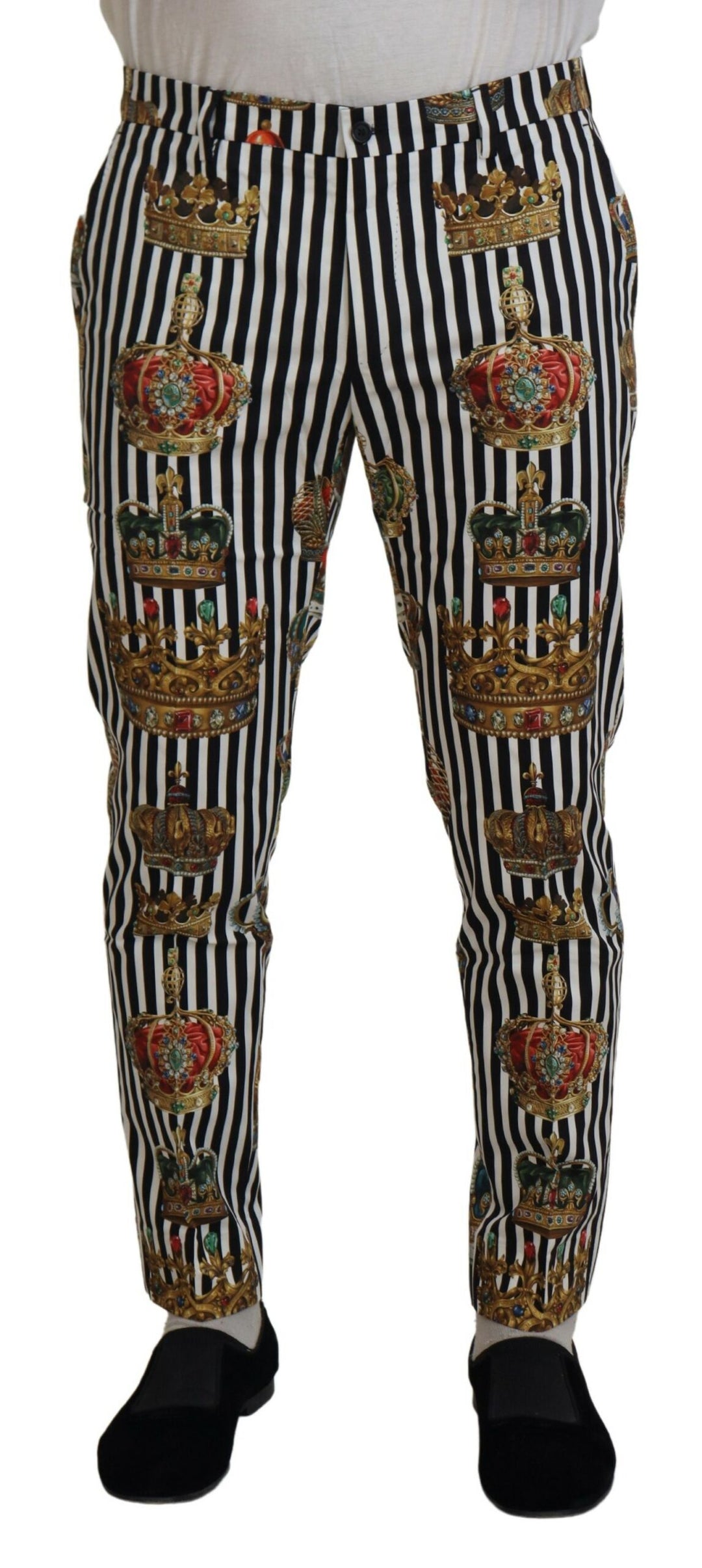 Weiße Baumwoll-Stretch-Kronen-Hose