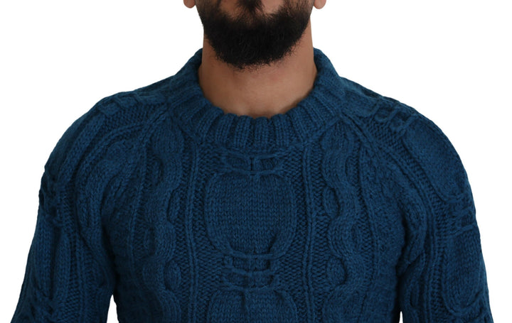 Dolce & Gabbana Eleganter blauer Pullover mit Rundhalsausschnitt