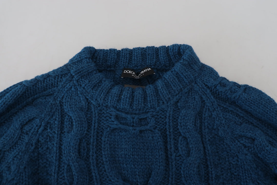 Dolce & Gabbana Eleganter blauer Pullover mit Rundhalsausschnitt