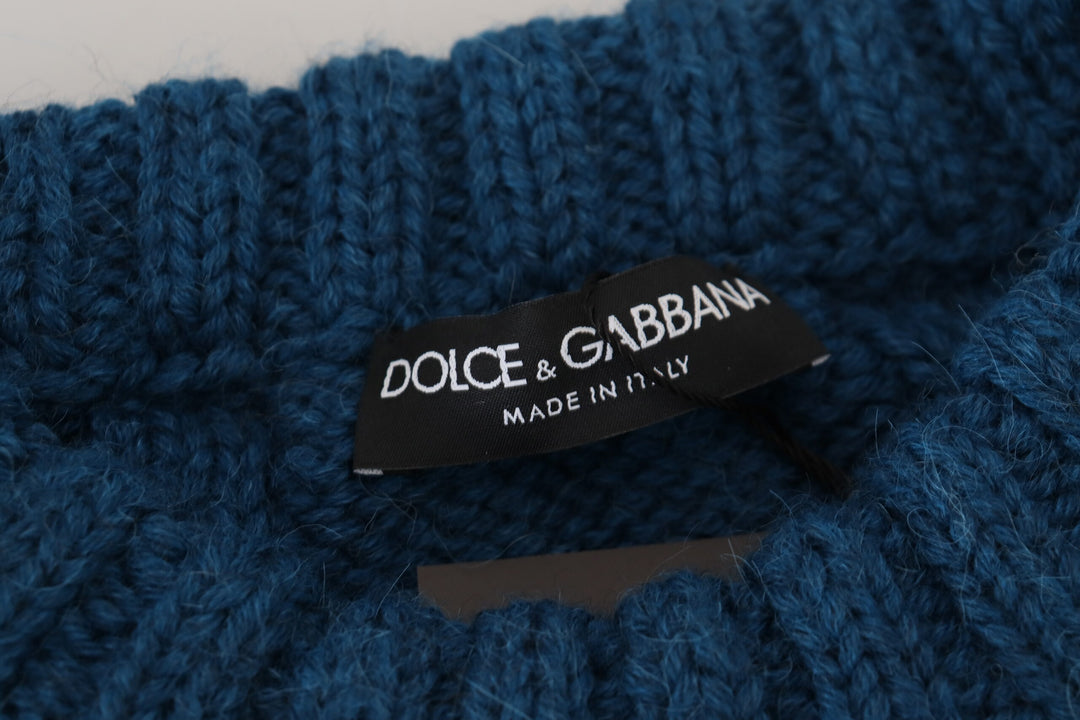 Dolce & Gabbana Eleganter blauer Pullover mit Rundhalsausschnitt