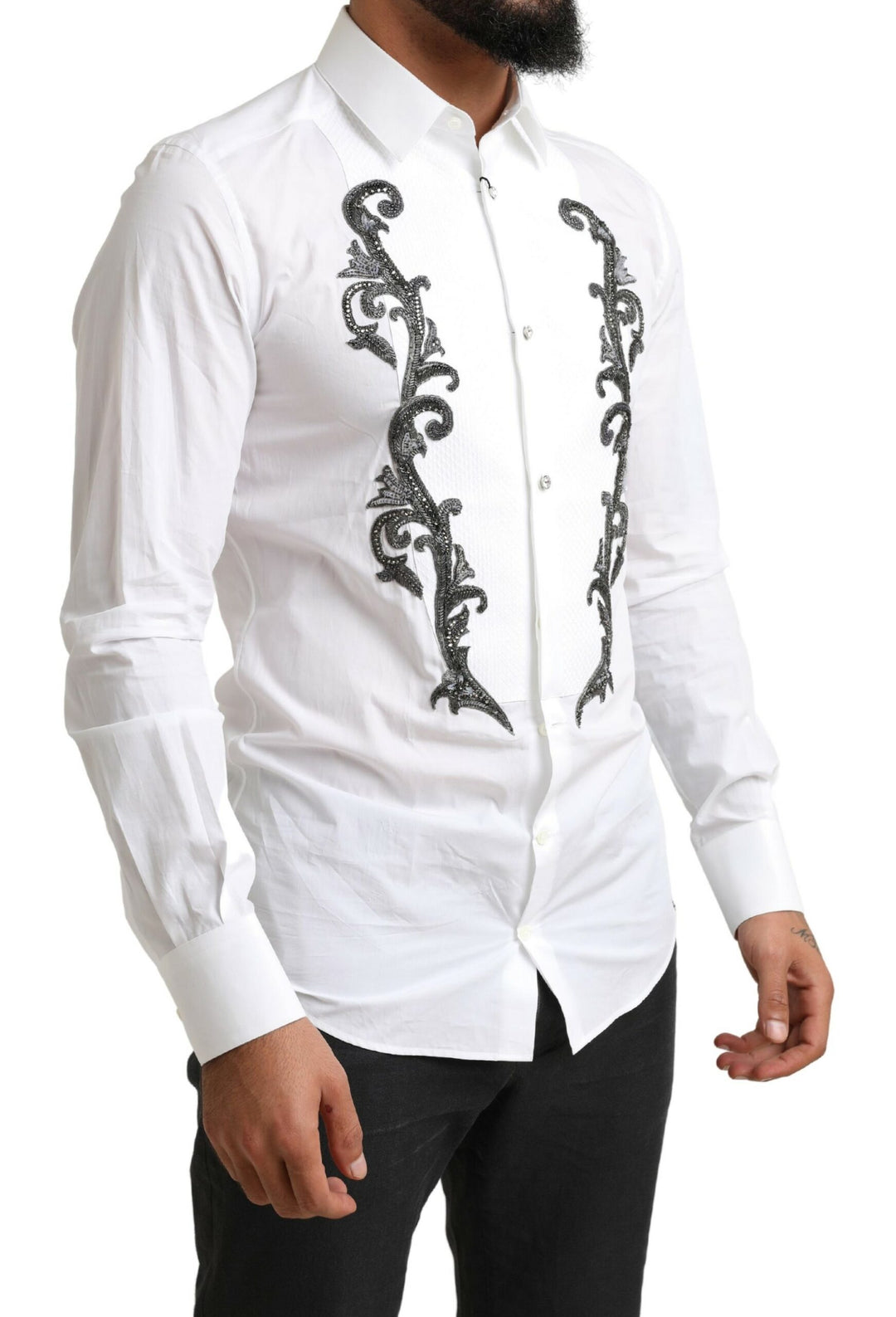 Weißes Smokinghemd Slim Fit Barock