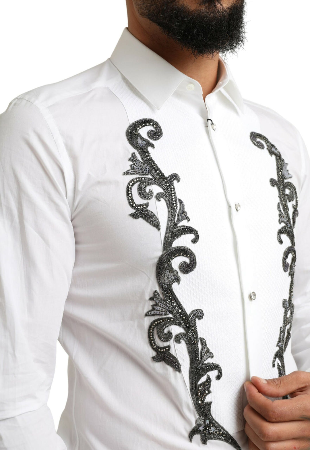 Weißes Smokinghemd Slim Fit Barock