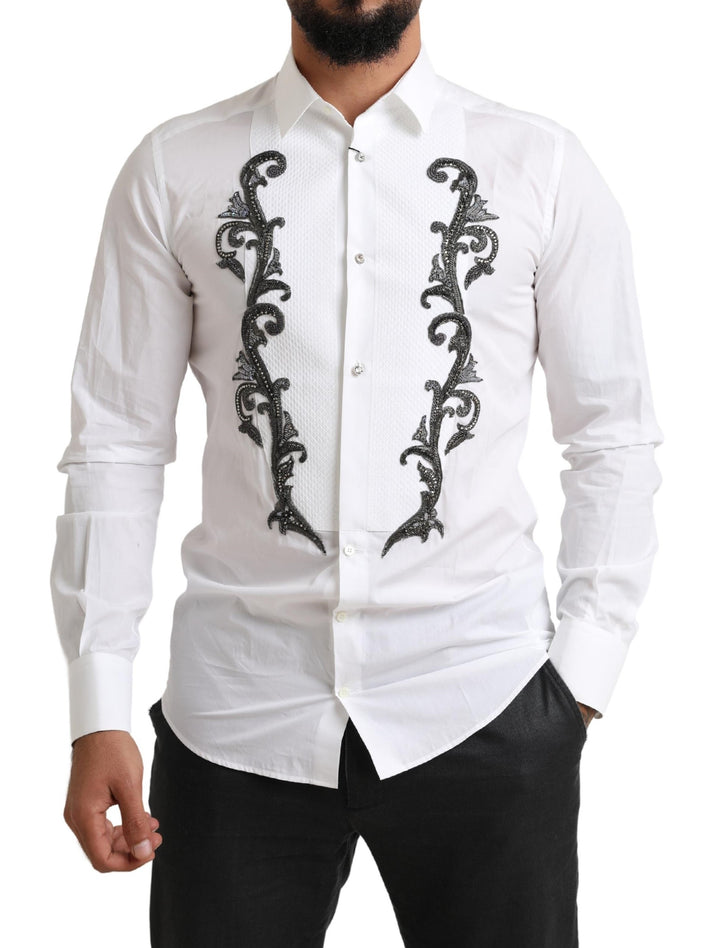 Weißes Smokinghemd Slim Fit Barock