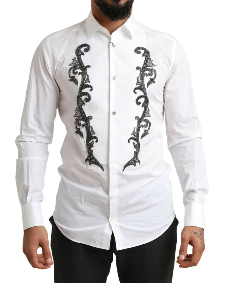 Weißes Smokinghemd Slim Fit Barock