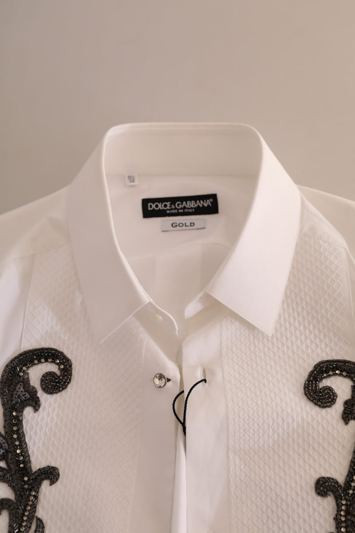 Weißes Smokinghemd Slim Fit Barock