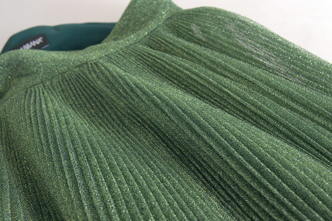 Enchanting metallic green pleated A-line skirt