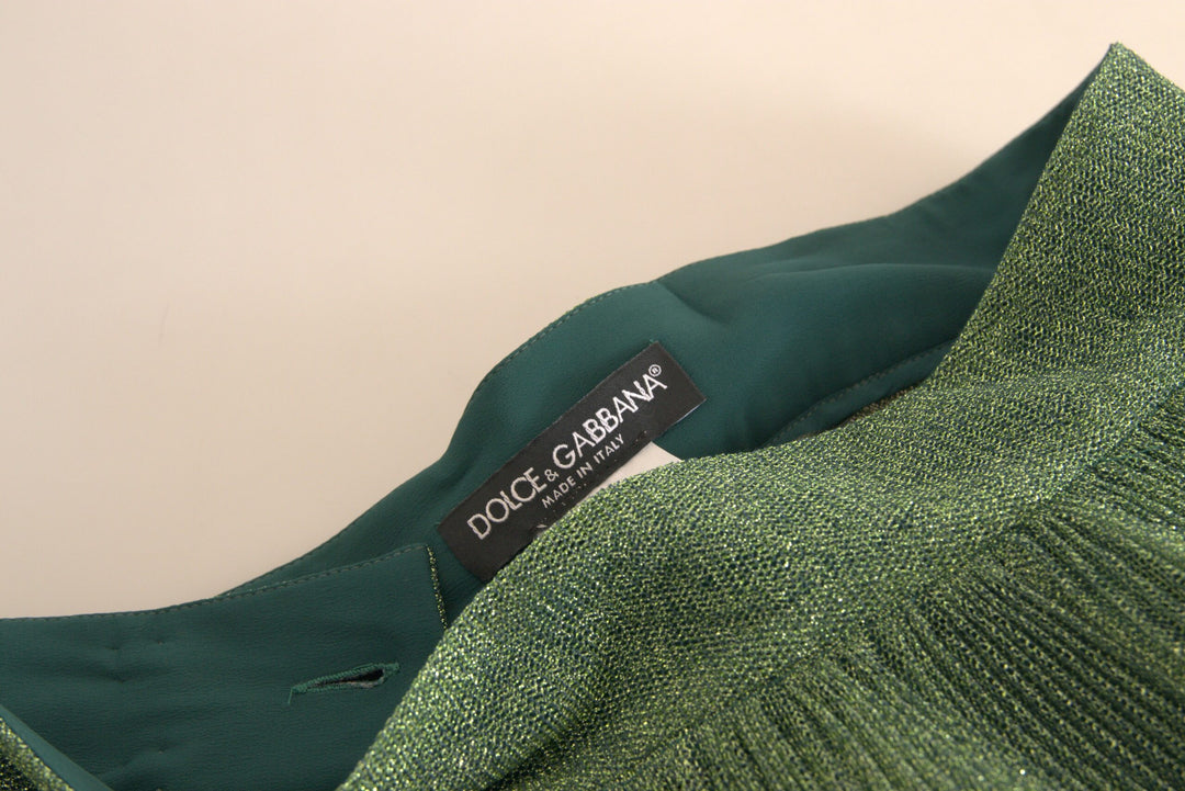 Enchanting metallic green pleated A-line skirt
