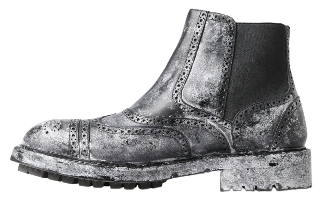 Dolce & Gabbana Elegante schwarze verblasste Chelsea-Stiefel