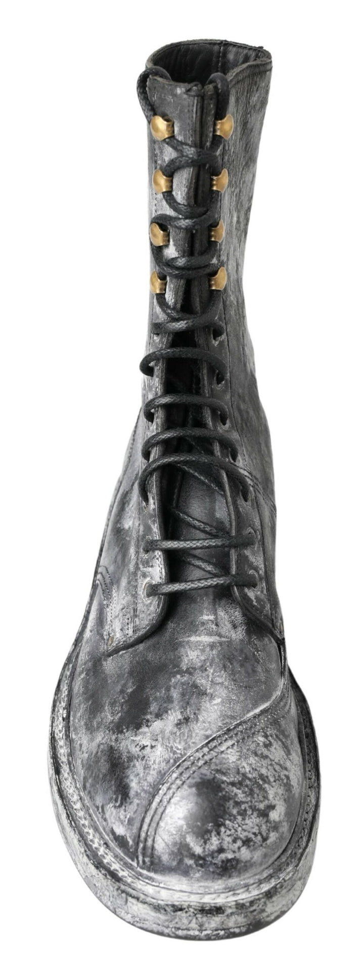 Dolce & Gabbana Schicke schwarze Schnürstiefel mit grau-weißer Färbung