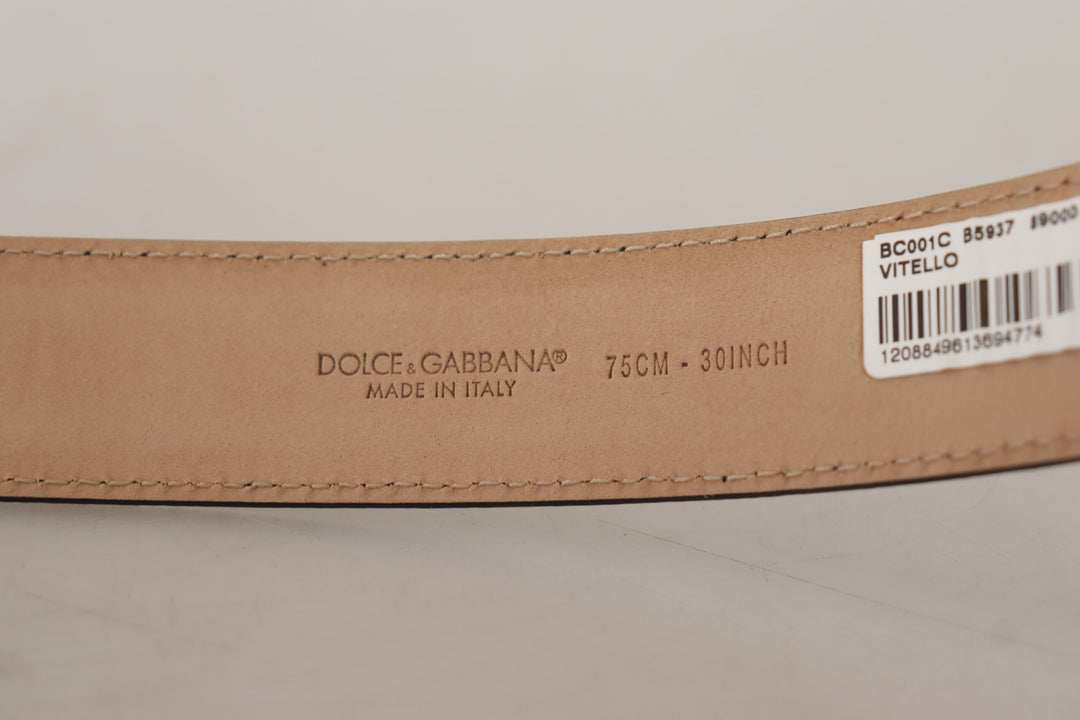 Slim black genuine leather belt