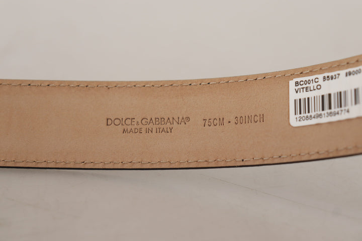 Slim black genuine leather belt