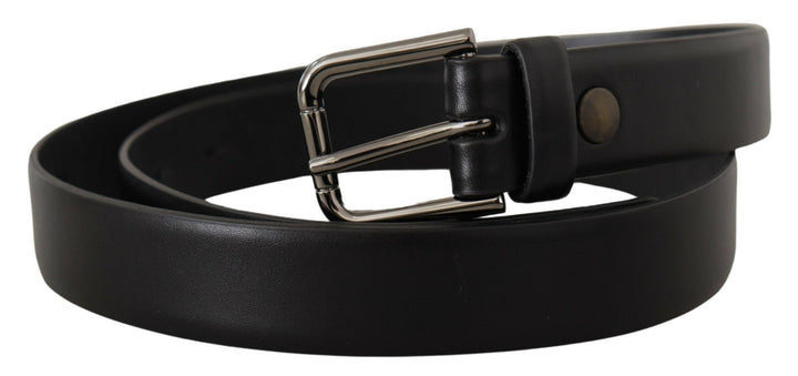 Elegant classic black leather belt