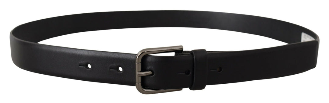 Elegant classic black leather belt