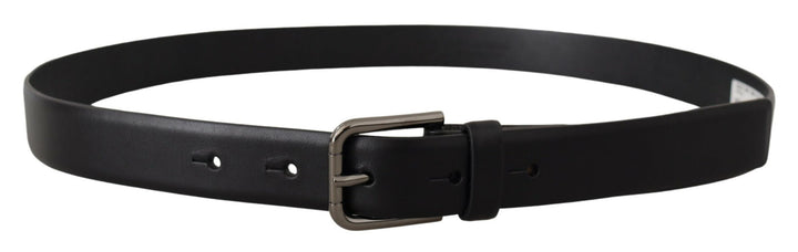 Elegant classic black leather belt
