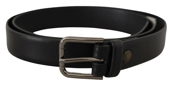 Elegant classic black leather belt