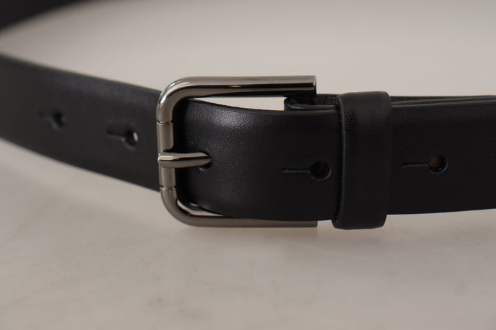 Elegant classic black leather belt
