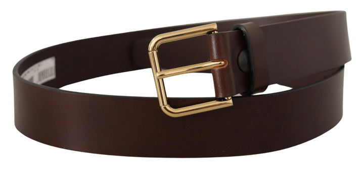 Elegant dark brown leather belt