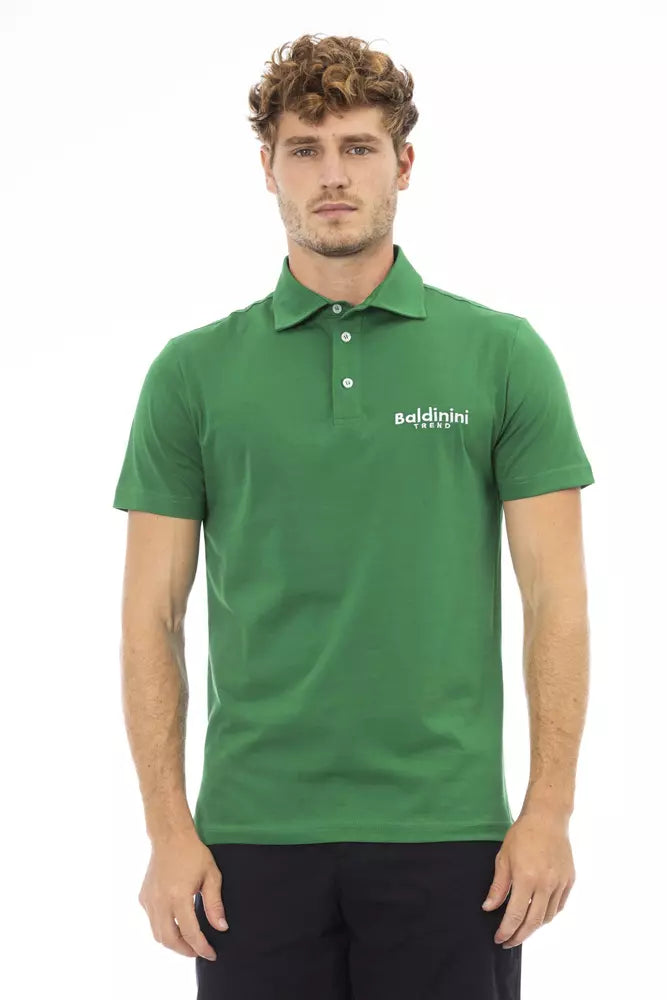 Green cotton polo shirt for men