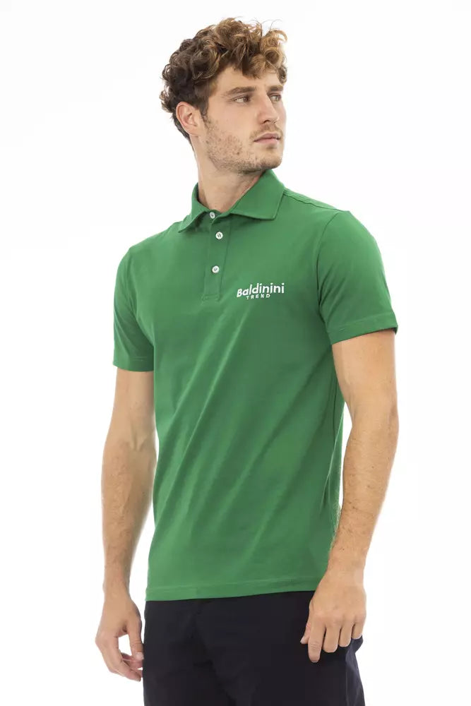 Green cotton polo shirt for men