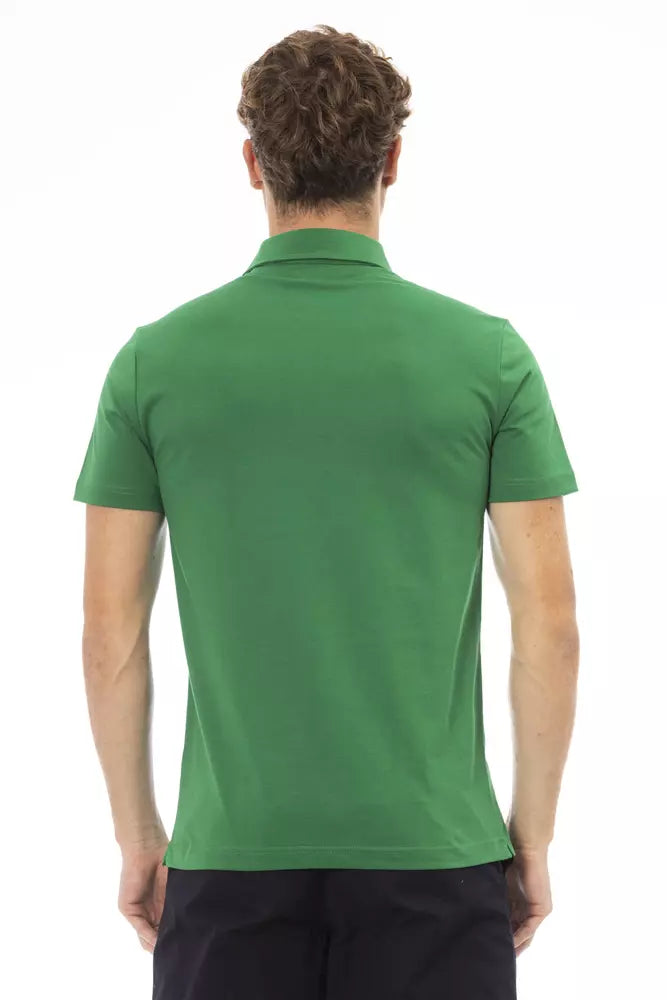Green cotton polo shirt for men