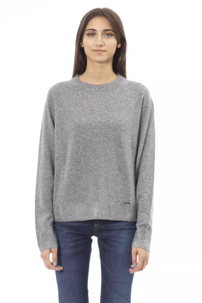 Grauer Pullover aus Wolle für Frauen