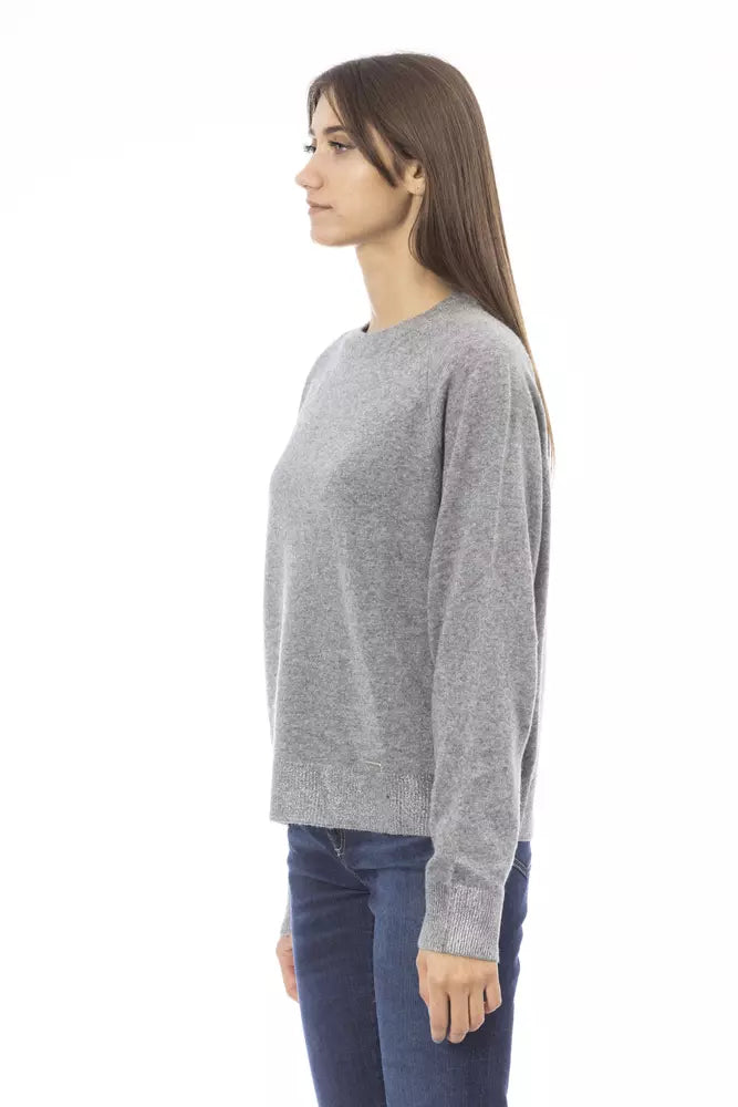 Grauer Pullover aus Wolle für Frauen