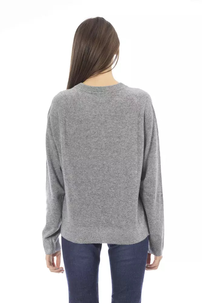 Grauer Pullover aus Wolle für Frauen