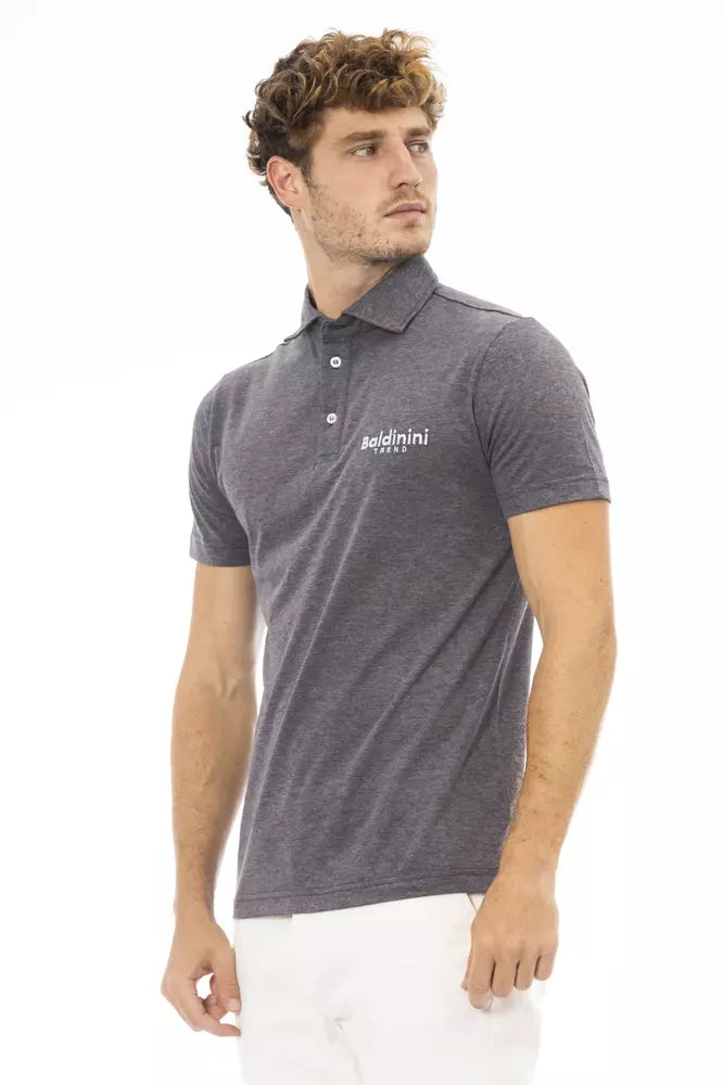 Grey cotton polo shirt for men
