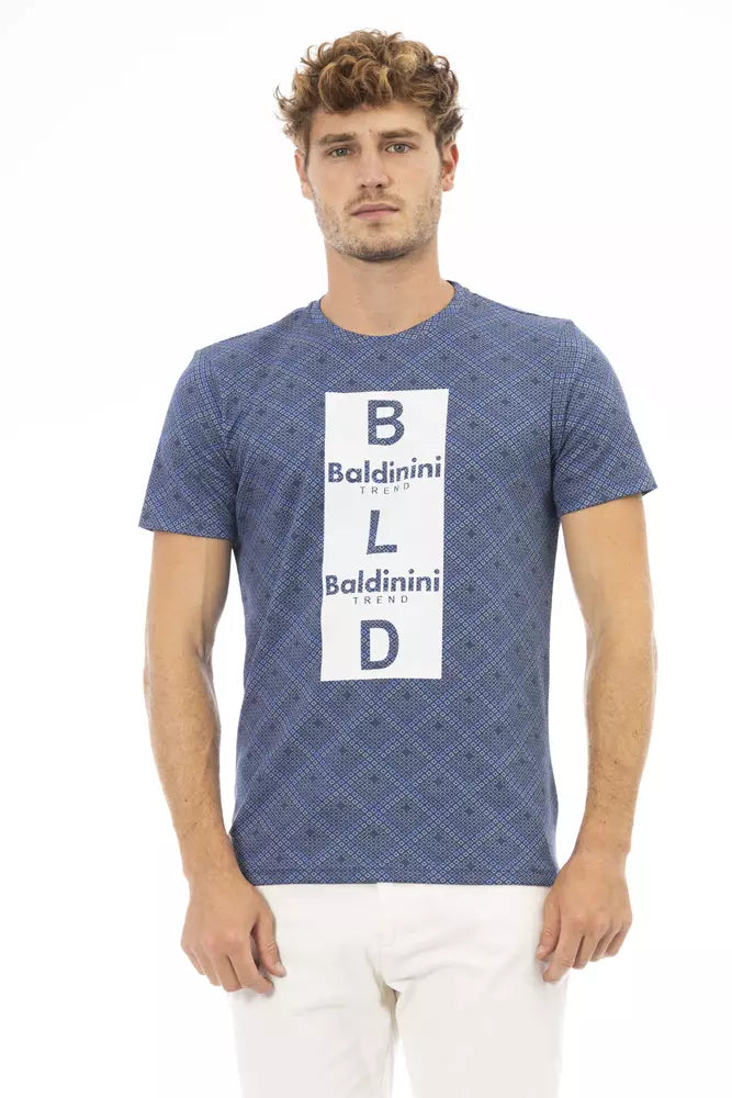 Blau Baumwolle Männer T-Shirt