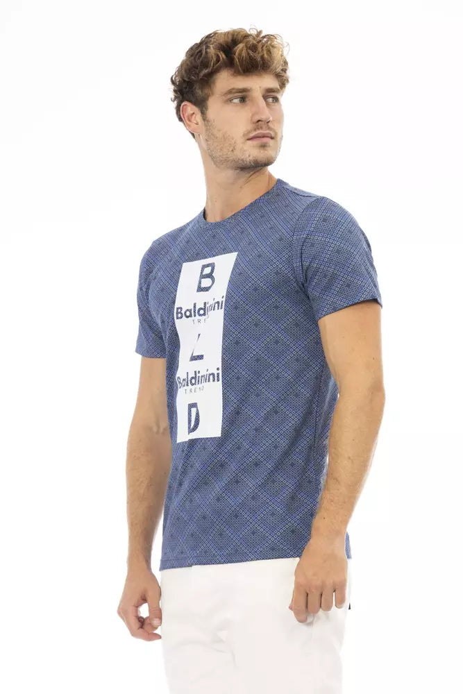 Blau Baumwolle Männer T-Shirt