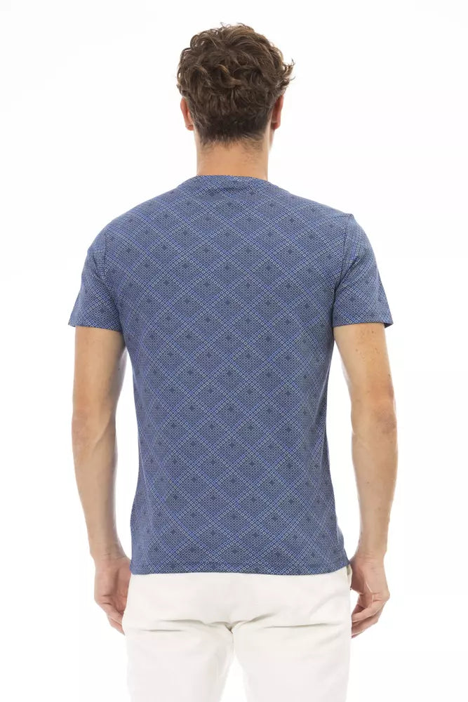 Blau Baumwolle Männer T-Shirt