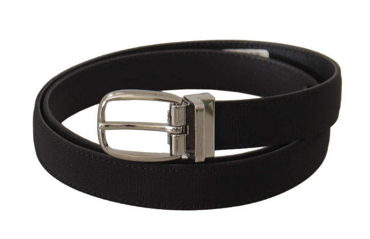Elegant belt made of black canvas and leather