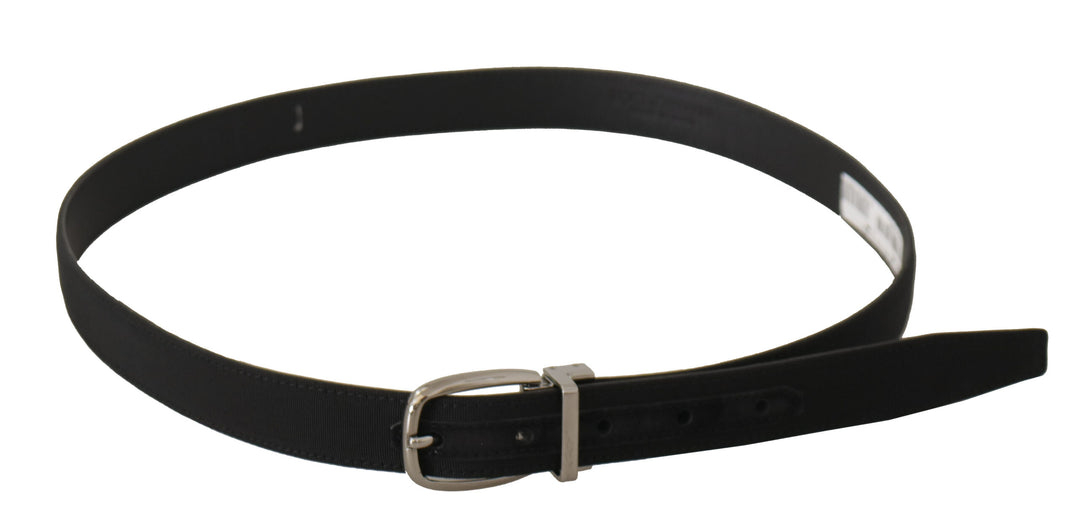 Elegant belt made of black canvas and leather