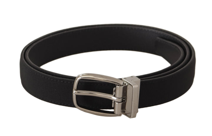 Elegant belt made of black canvas and leather