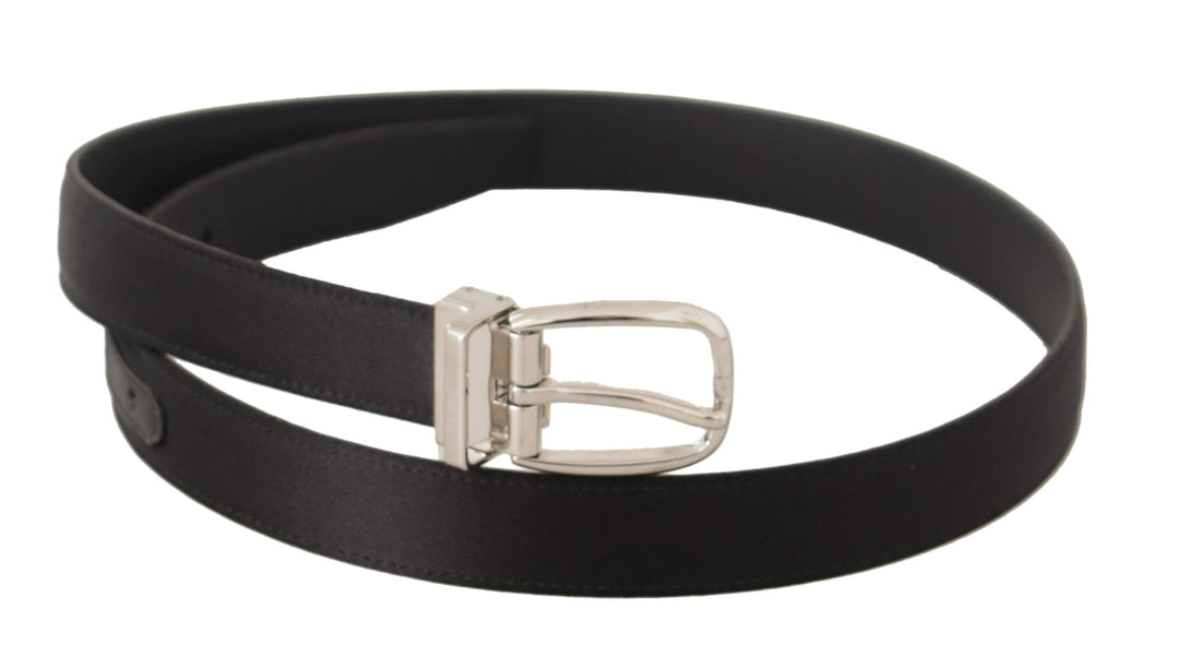 Elegant black leather canvas designer belt