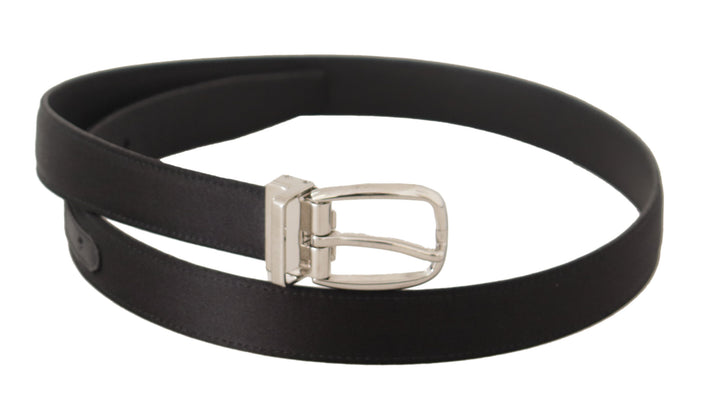 Elegant black leather canvas designer belt