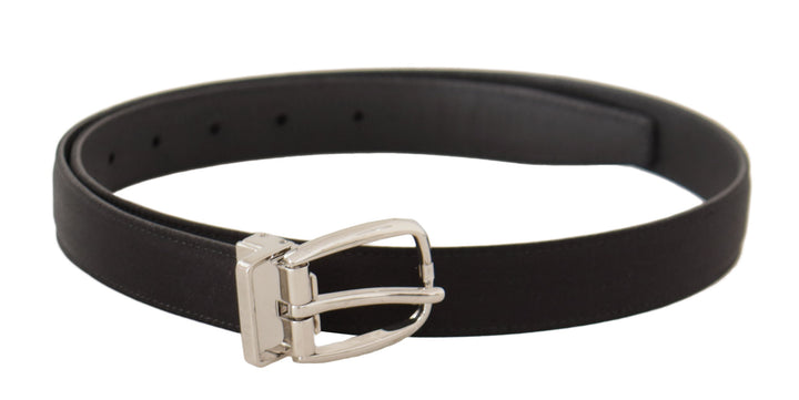 Elegant black leather canvas designer belt