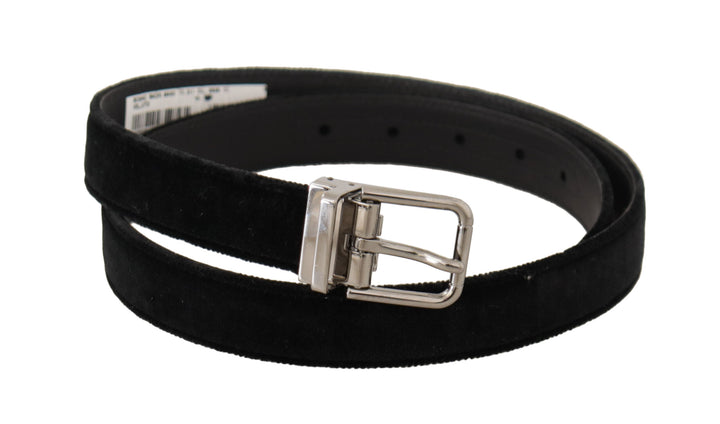 Elegant designer belt made of black velvet