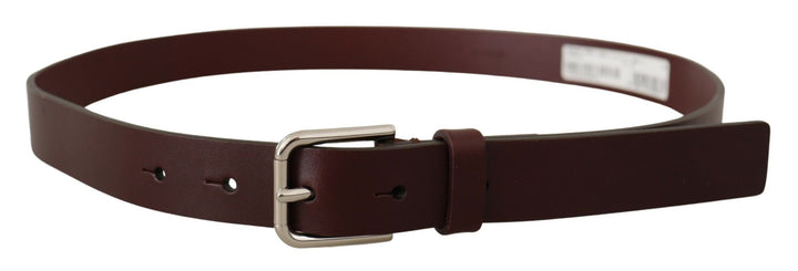 Chestnut brown luxury leather belt with metal buckle