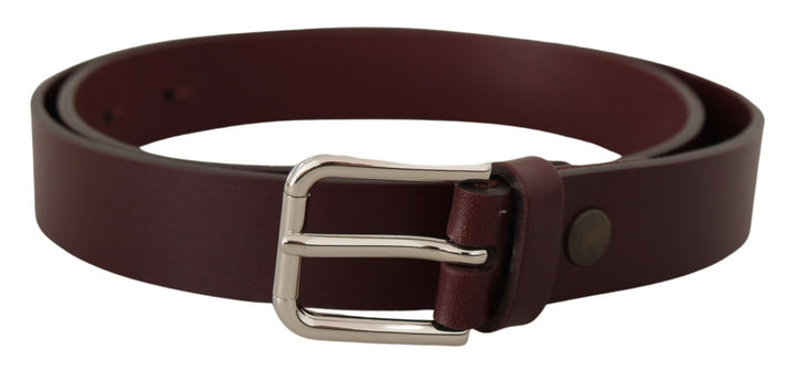 Chestnut brown luxury leather belt with metal buckle