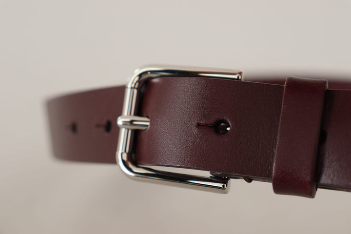 Chestnut brown luxury leather belt with metal buckle