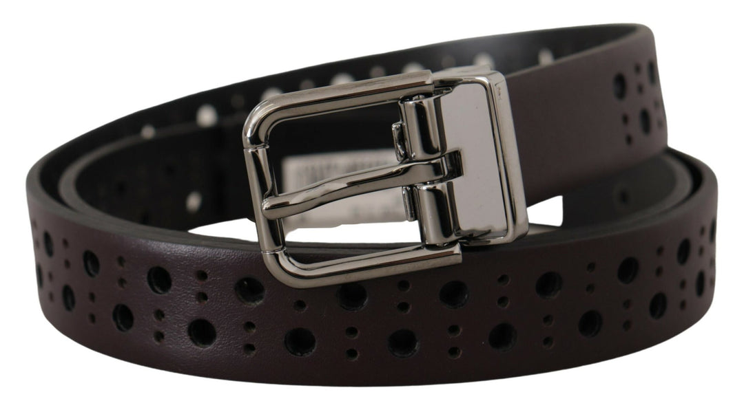 Elegant dark purple leather belt
