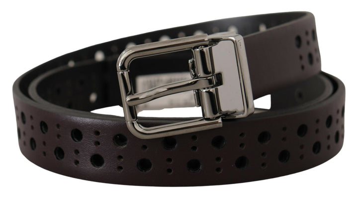 Elegant dark purple leather belt