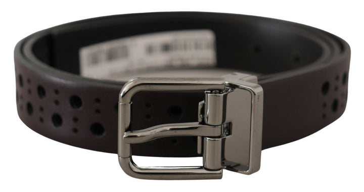 Elegant dark purple leather belt